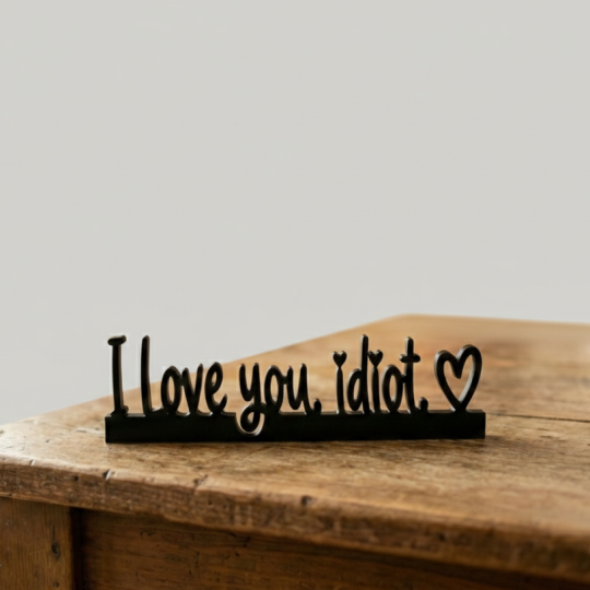 I Love You Idiot - Esprili Masaüstü Dekoratif Yazı