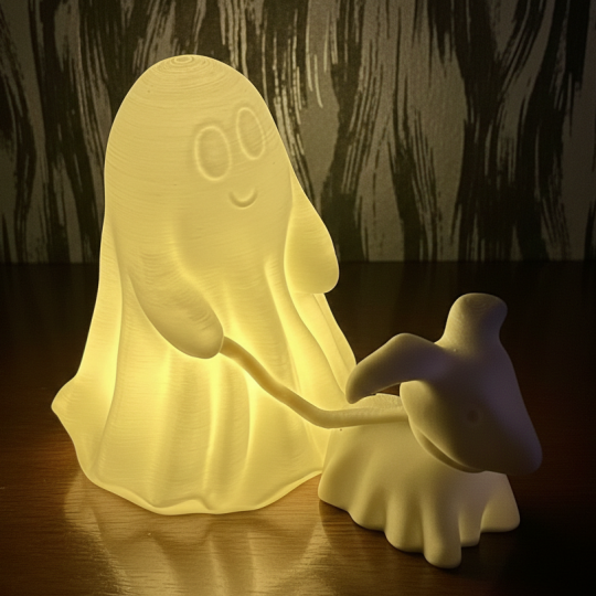 Ghost & Dog - Dekoratif Masa Üstü Aydınlatma Figürü